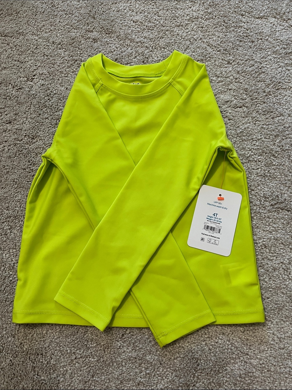 wonder nation Kids Long Sleeve Swim Rashguard - Neon Lime